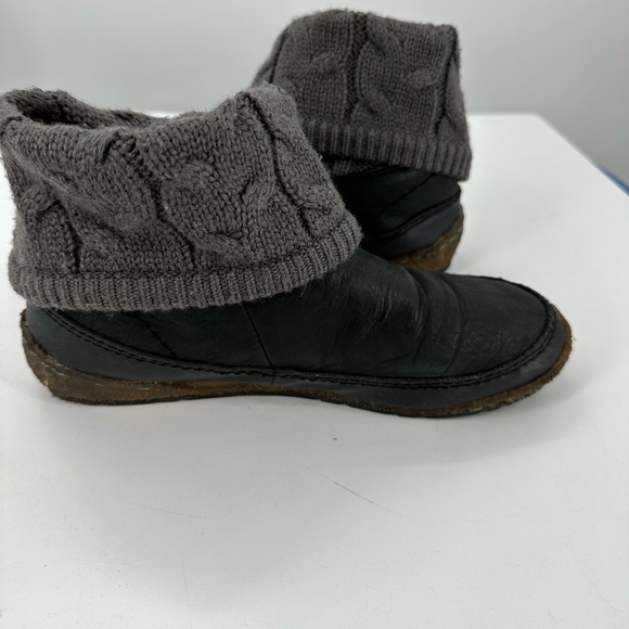 Simple Leather Cable Knit Winter Snow Boots Gray Black Womens 7.5 - Picture 7 of 12